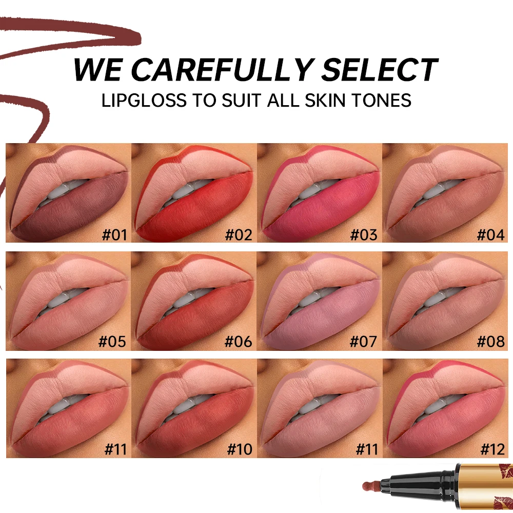 Ensemble de crayons à lèvres mats lisses Ushas, ensemble de couleurs à lèvres imperméables et résistantes à la sueur, longue durée 24 heures, ne se décolore pas