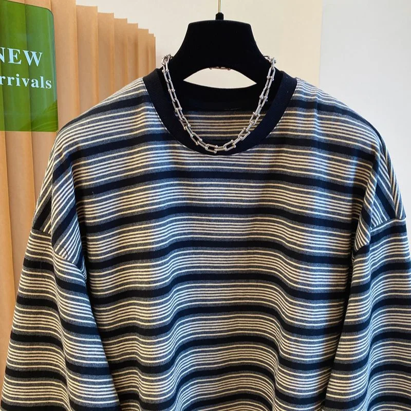 الرجعية مقنعين البلوز المرأة طويلة الأكمام جديد فضفاض البلوز جولة الرقبة أعلى كبير الخريف