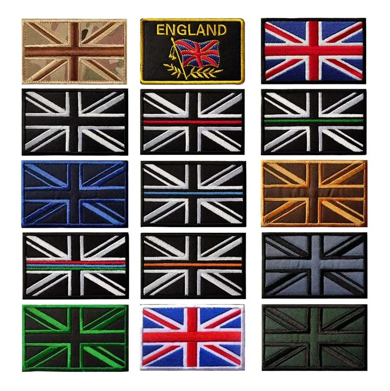 8*5CM English Flags Tactical Backpack Stickers Military Clothes Badge,England Scotland Flag Embroidery Hook and Loop Patches