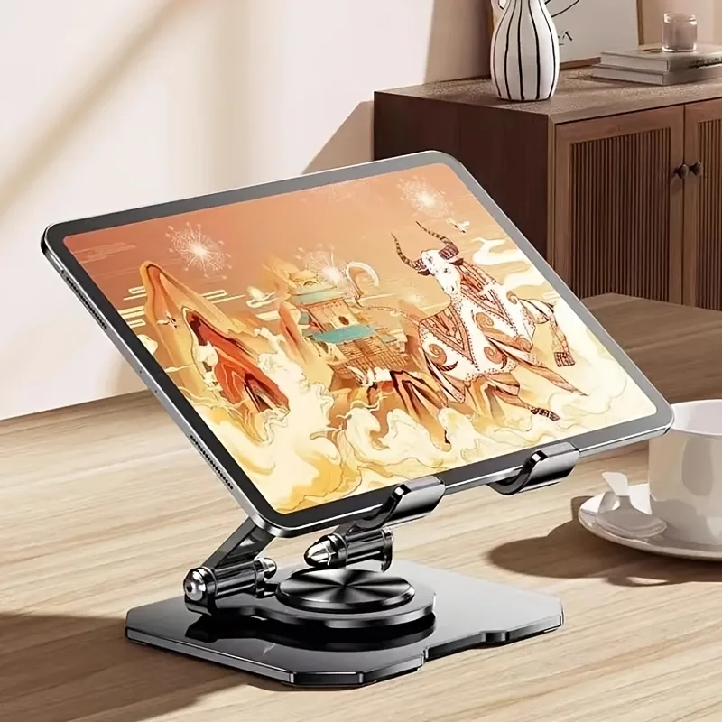 

A Tablet Holder That Rotates 360 Degrees, Suitable for Mobile Phones And Tablets, Made of Aluminum Alloy, Versatile for Desktop Use, Foldable, And Easy to Carry
