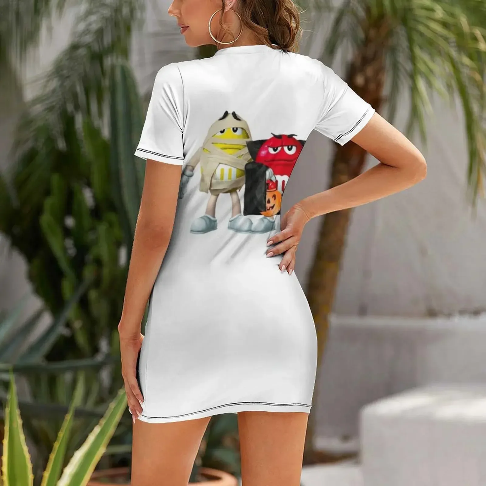 Copy of Mandm masks Halloween Fashion Short-Sleeved Dress Woman's evening dress Woman clothing Dress women