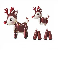 Merry Christmas 3D Standing Cute Jungle Deer Foil Balloons Forest Animals Theme Birthday Party Decor Baby Shower