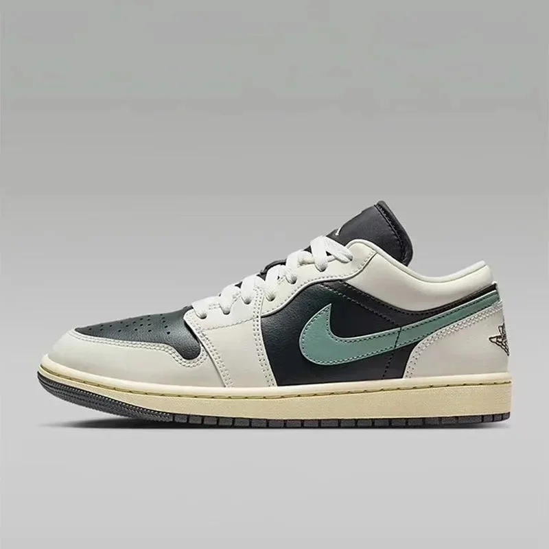Nike Air Jordan 1 Low Jade Smoke Nubuck and Synthetic Leather Classic Skate Shoes Retro Basketball Shoes Unisex DC0774-001