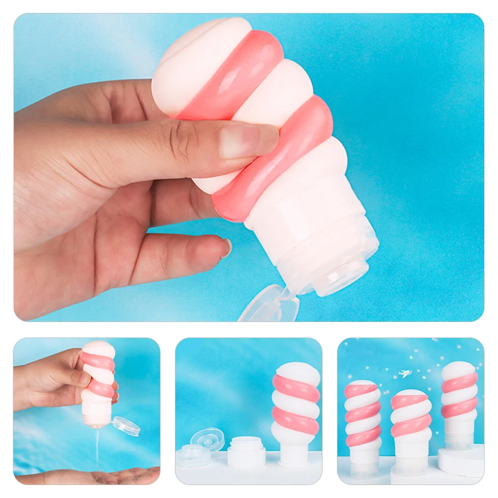 3Pcs Portable Silicone Travel Bottles Mini Toiletry Containers for Lotion Shampoo Conditioner Outdoor Travel Lightweight Space