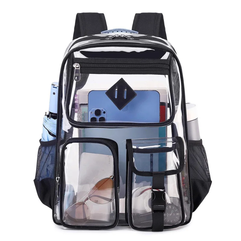 Transparent backpack, PVC double-shoulder backpack, outdoor fitness sports visual backpack
