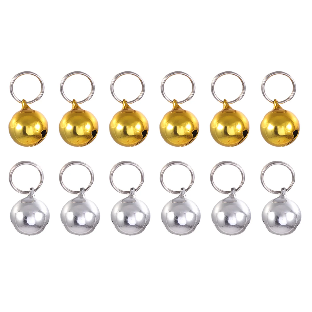 

12Pcs Pet Small Bells Golden Silver 18mm Durable Lightweight Moderate Sound Perfect for Cat Dog Collar Loose Beads