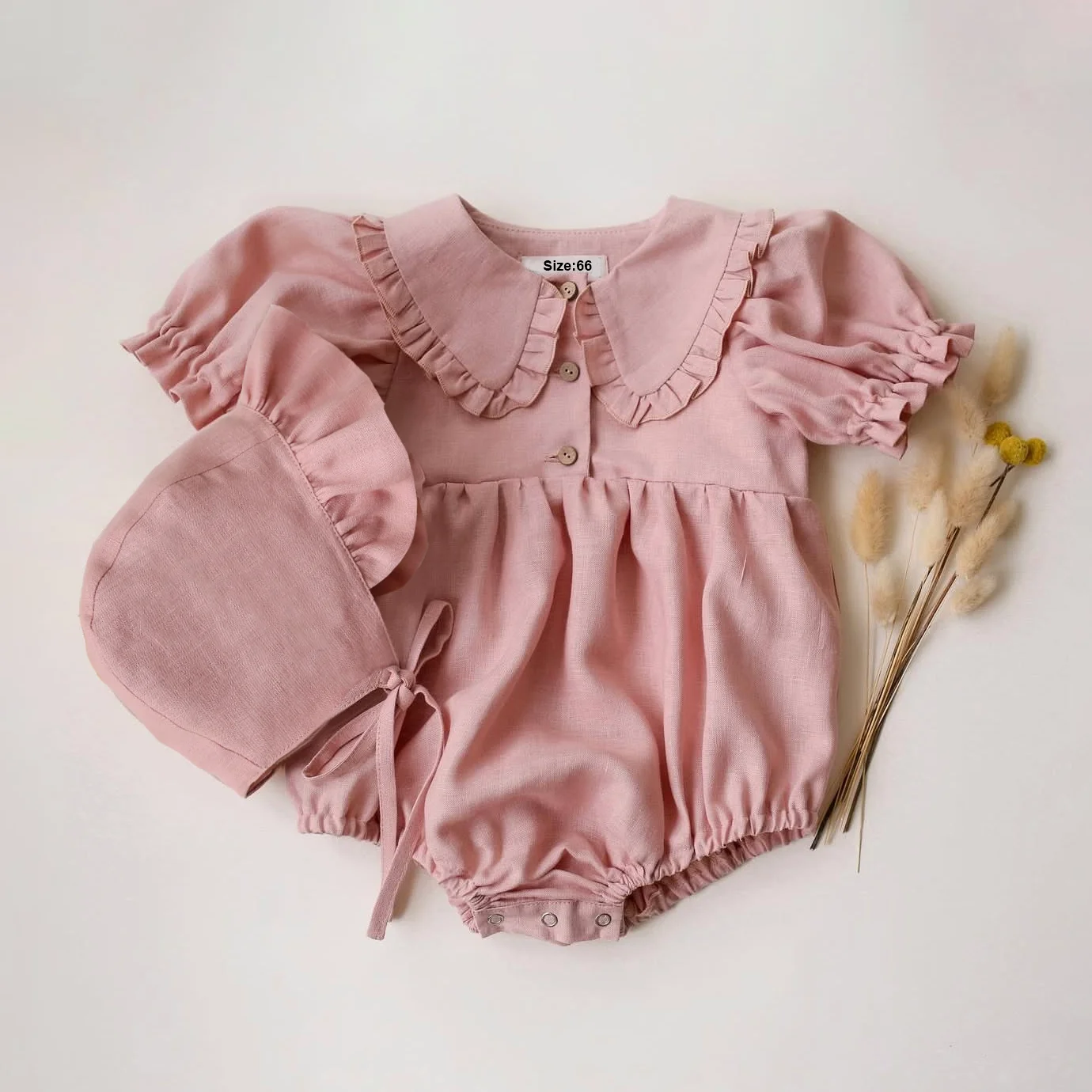 2Pcs Newborn Girl Clothes Spring Summer Baby Girl One Piece Clothes Corduroy Lapel Baby Girl Climbing Clothes With Hat