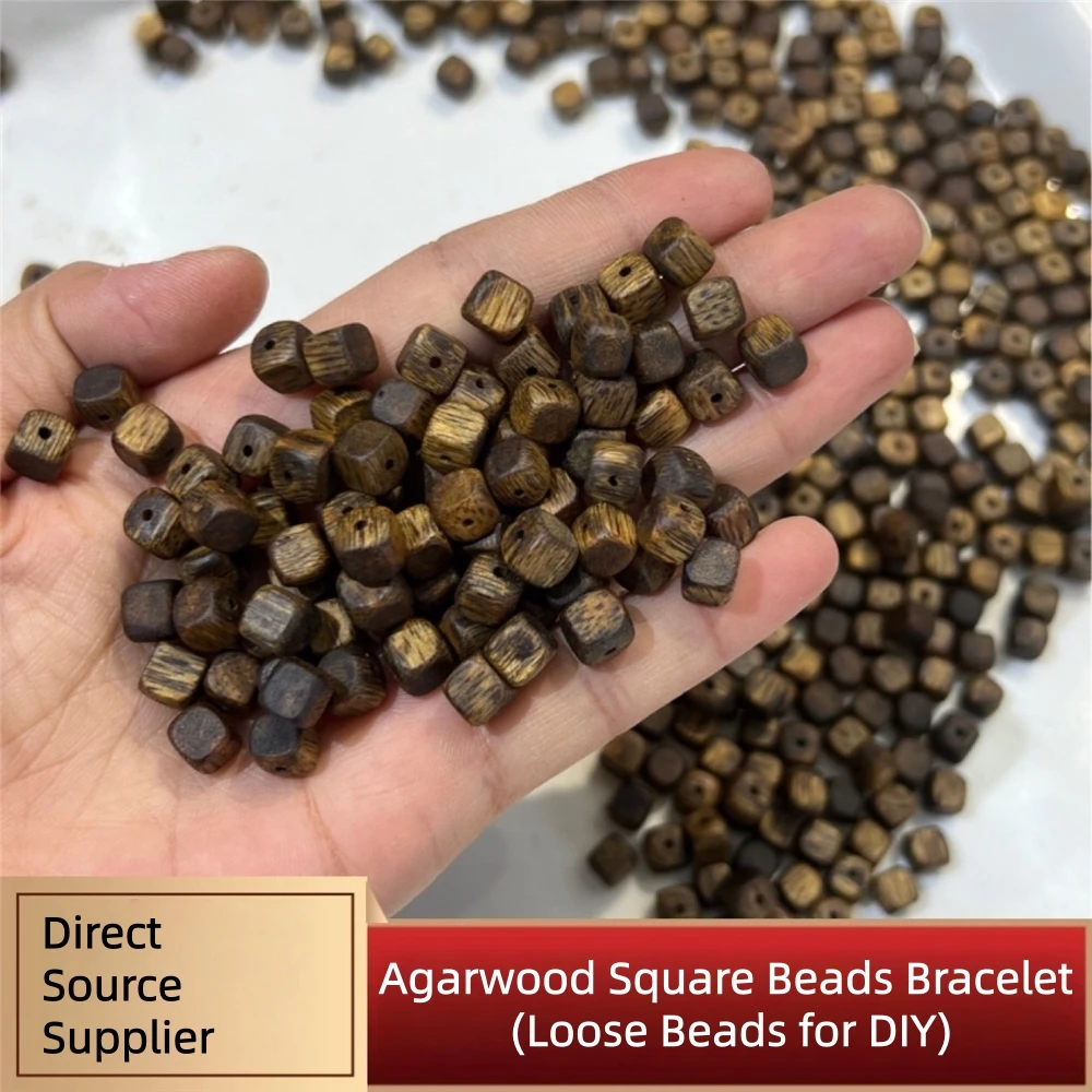 

Kyara Agarwood Bracelet Square Beads, 6mm Loose Beads, Cube Beads, Kyara Agarwood Bracelet DIY Loose Beads for Handmade Bracelet