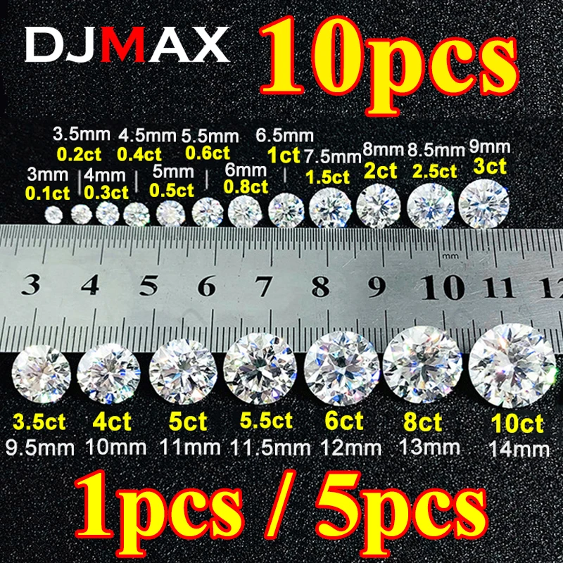 DJMAX Factory Direct Sales Moissanite Loose Stone D Color Moissanita Gemstone Lab Grown Diamond Certified Black Moissanite Stone