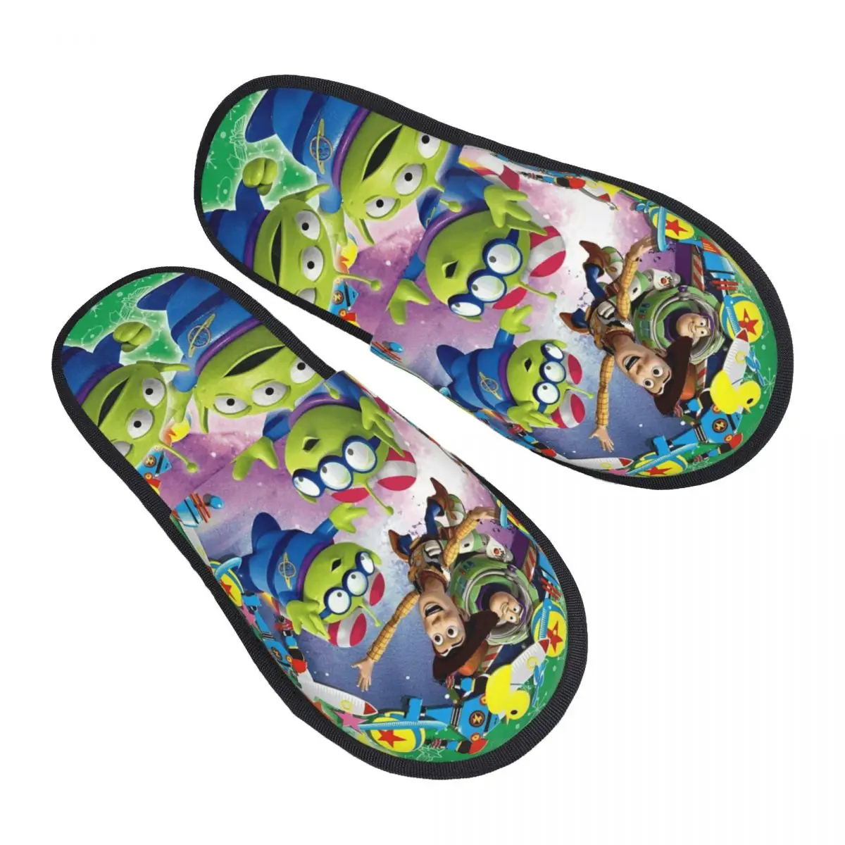 

Kawaii милые инопланетяны, зимние домашние тапочки для гостиной, мягкие домашние меховые шлепанцы с рисунком «История игрушек», нескользящие тапочки