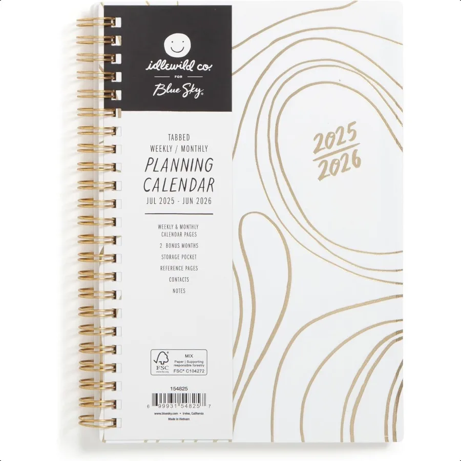 

Idlewild 20252026 Еженедельный и ежемесячный календарь-планировщик академических годов Липень 2025 июня 2026 5 x 8 Гибкая крышка Ламинат в проводном переплете