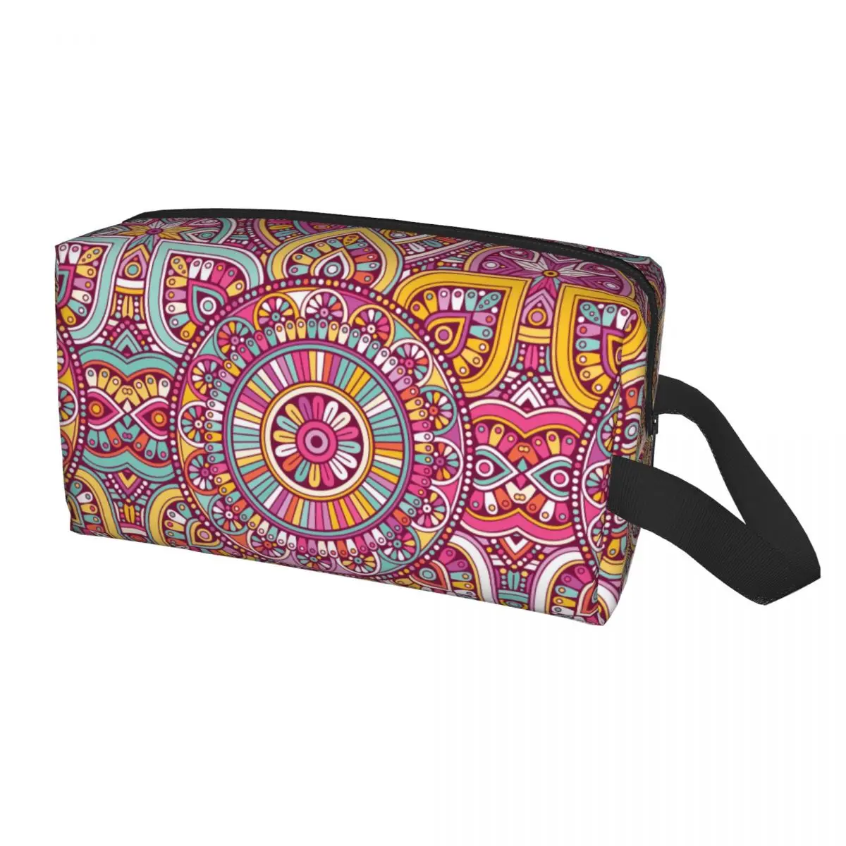 Custom Arabic Indian Ethnic Floral Mandalas Pattern Makeup Bag for Women Travel Cosmetic Organizer Kawaii Storage Toiletry Bags