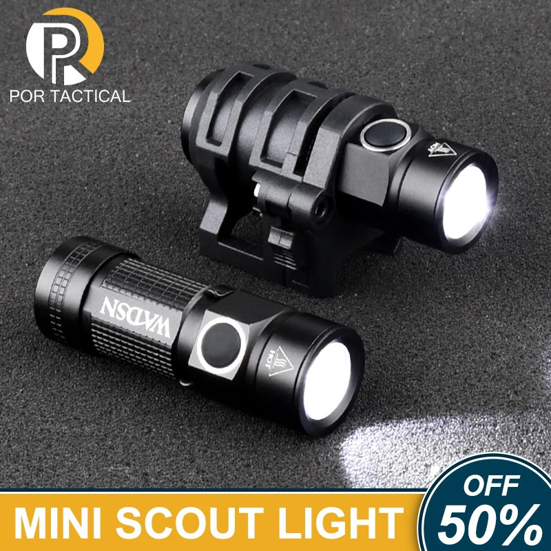 WADSN Airsoft Tactical MINI Scout Light for Fast Helmet 400 lumens Hunting Weapon Light Strong Light Weak Light Whtie LED Strobe