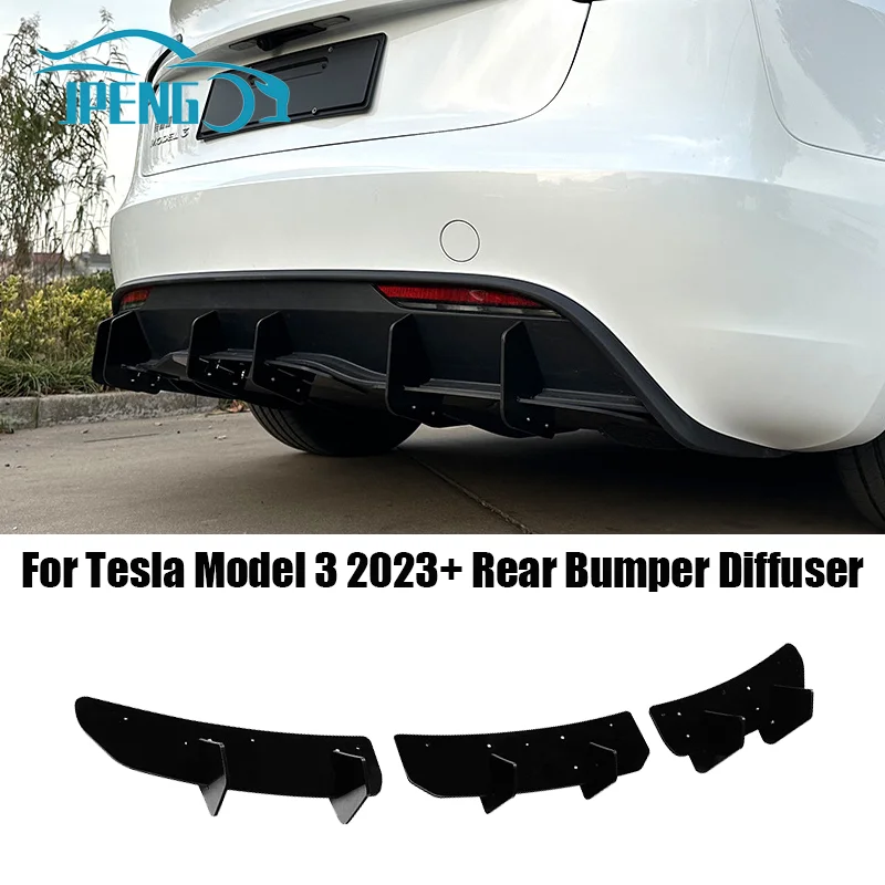 For Tesla Model 3 2023+ Accessories Rear Bumper Diffuser Protector Spoiler Lip Side Splitters Decoration Modified