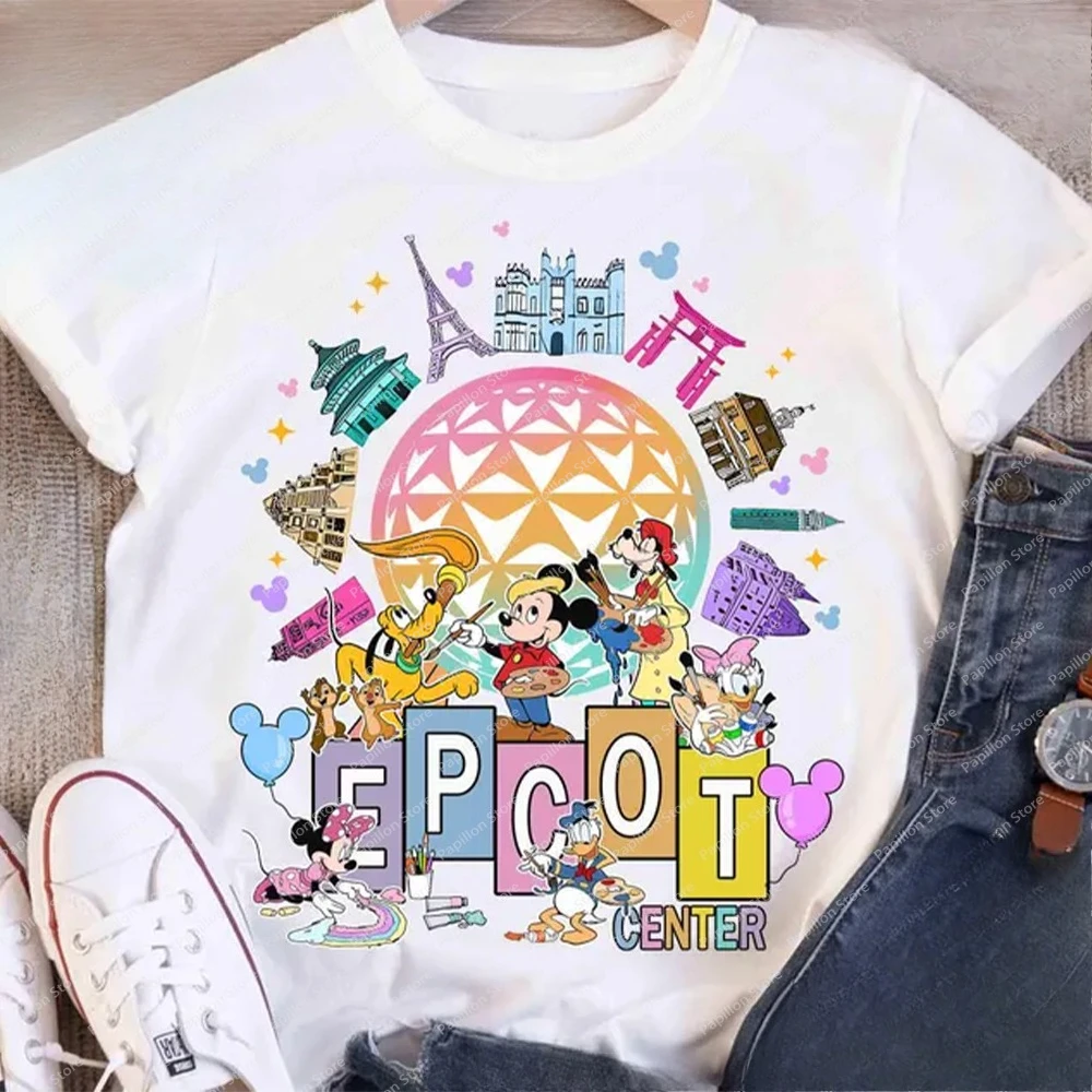 

Аутентичный эпоскот Диснея, центр Микки Друзей, художник, принт, эпоскот, международный фестиваль, курорт 2025 года, семейный праздник, с коротким рукавом