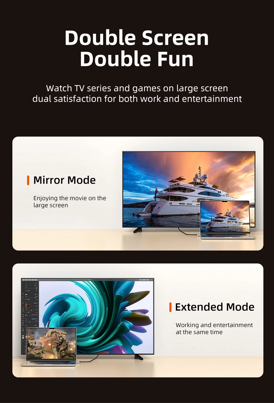 CABLETIME USB C auf HDMI-Kabel 8K/60Hz 4K/144Hz Zinklegierung für MacBook Pro iMac iPad Pro für Samsung Galaxy Typ C auf HDMI 2.1 – Detail 7