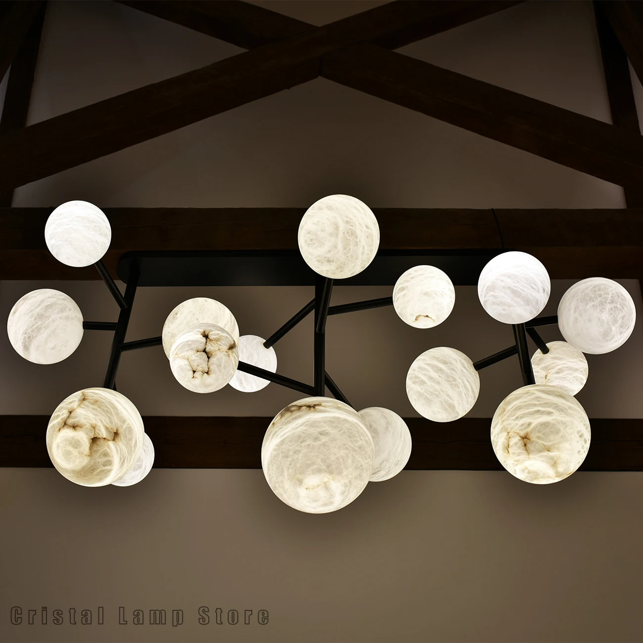 Modern Simple Spherical Marble Pendant Lamp Creative Geometric Art Design Alabaster Pendant Lamp In Living Room