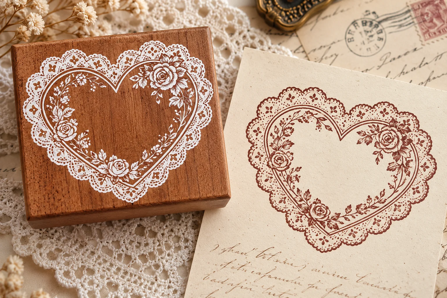 Houten kant rubberstempel patroon serie voor scrapbooking, knutseldecoratie en handgemaakte agenda's
