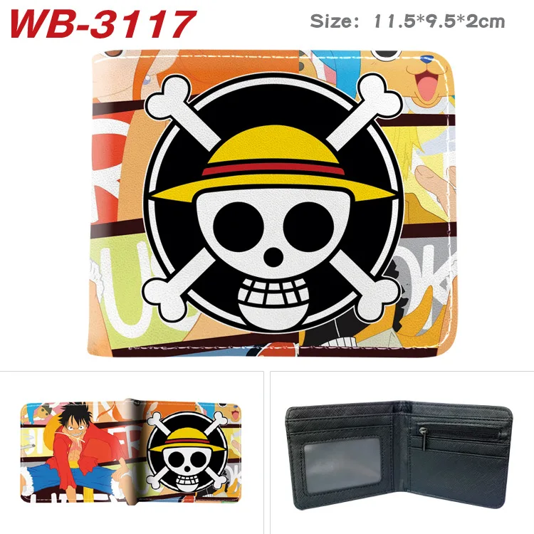 Anime One Piece PU Wallet for Women Men Cartoon Zoro Luffy Ace Figures Purse Foldable Wallet Card Holder Children Adult Toy Gift