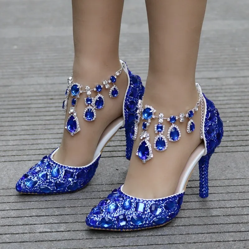 

Hot Selling Women Shoes Pumps Dress Rhinestone Breathable Hollow Pointed Toe Thin Heels 9.5CM Women's Wedding High Heels Shoes