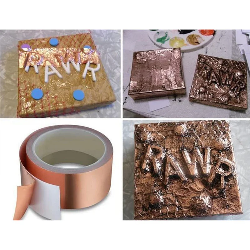 

A08M-4X Single-Sided Adhesive Copper Foil Tape Self-Adhesive Shielding Tape Anti-Interference Tape For Guitar (5Mmx20m)