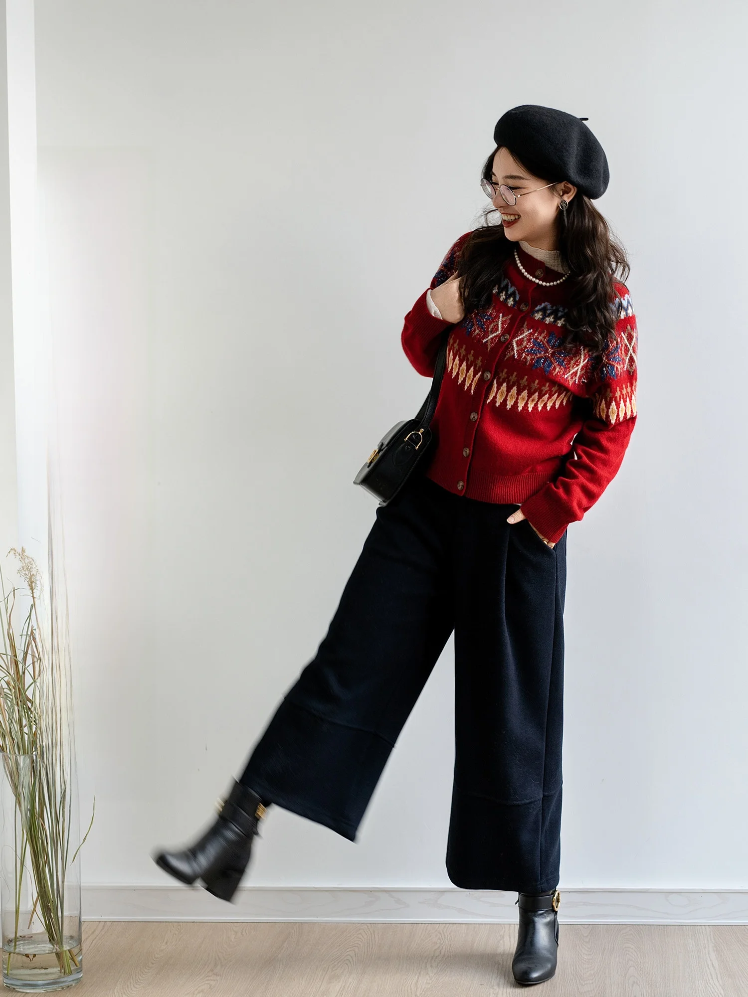 

Apipedream One Dream Acetate Wool Balloon Straight Leg Pants Bootcut Casual Trousers Elegant Seven-Foot Pants Deep Sea Specia...
