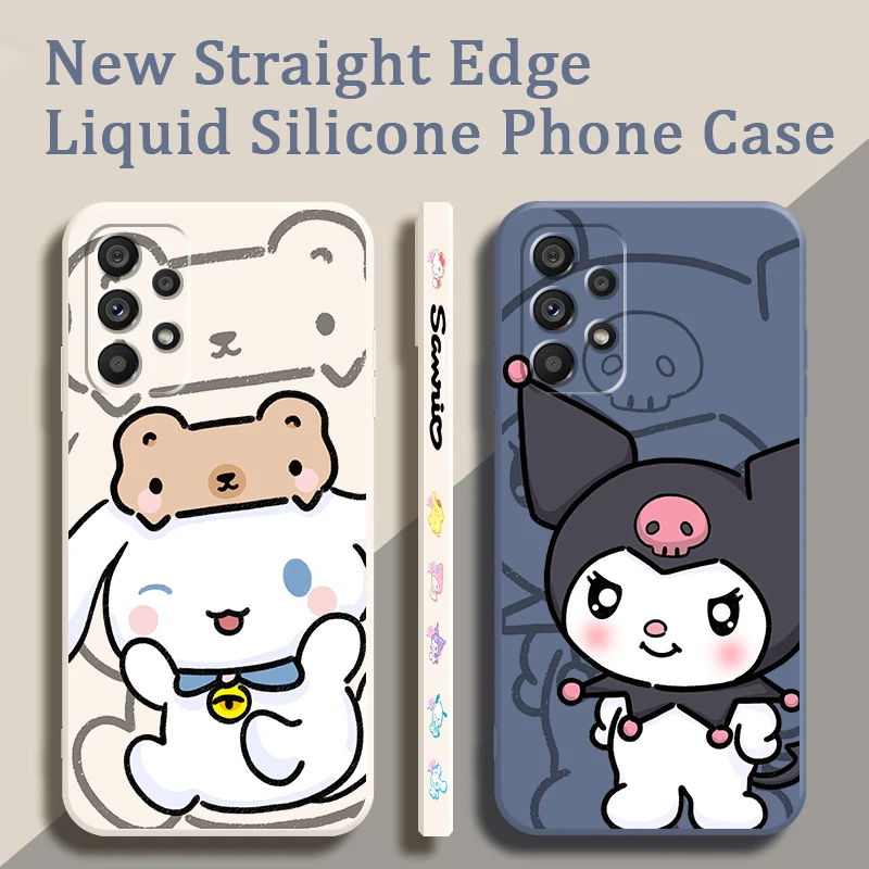 

Cinnamoroll Kuromi Sanrio Liquid Left Rope For Samsung A53 A52 A55 A32 A51 A71 A21S A13 A73 A55 A72 A23 A35 A05 5G Soft