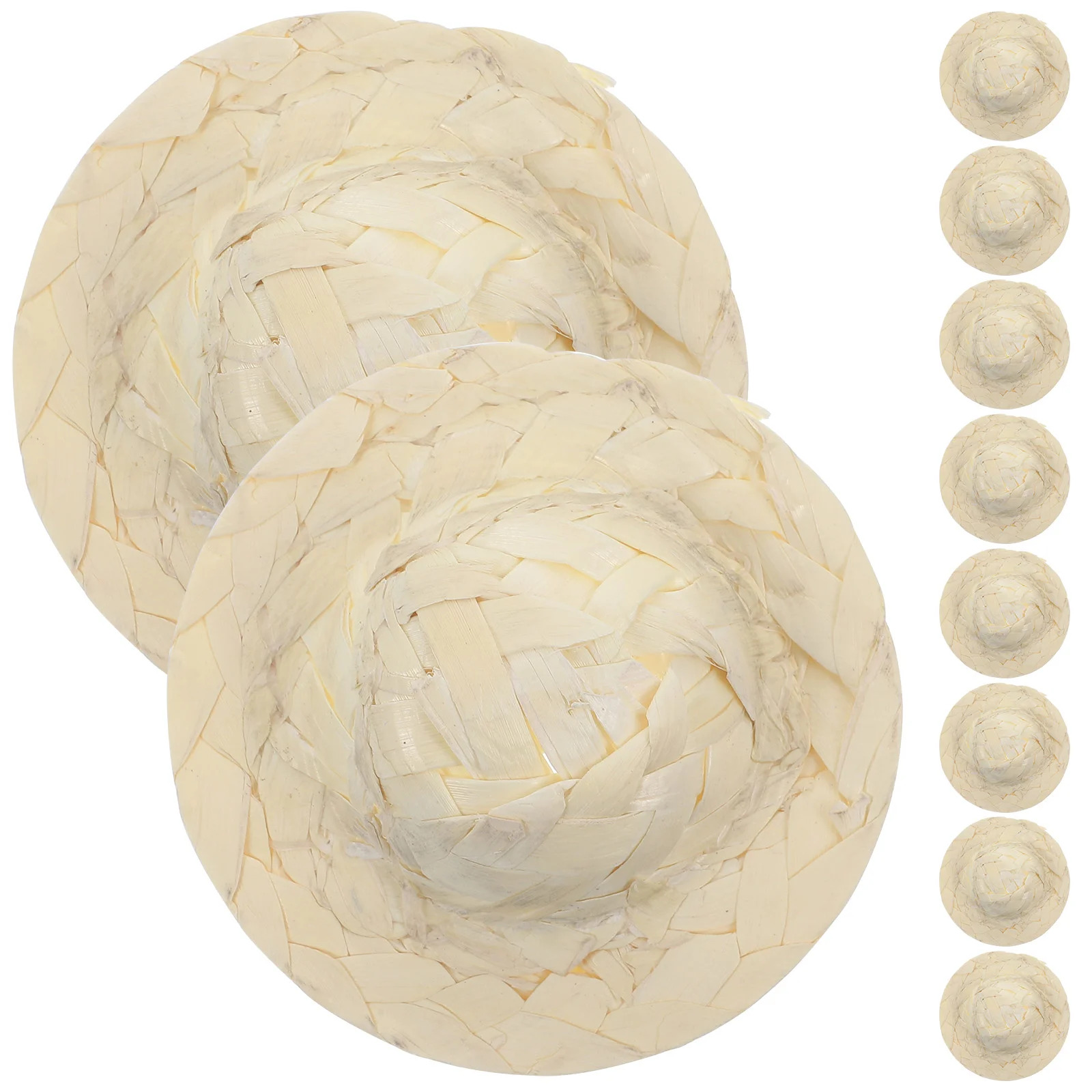 10 Pcs Hat House Weaving Ornament Tiny Hats for Crafts Mini Straw Small Decor Woven Decorate Miniature