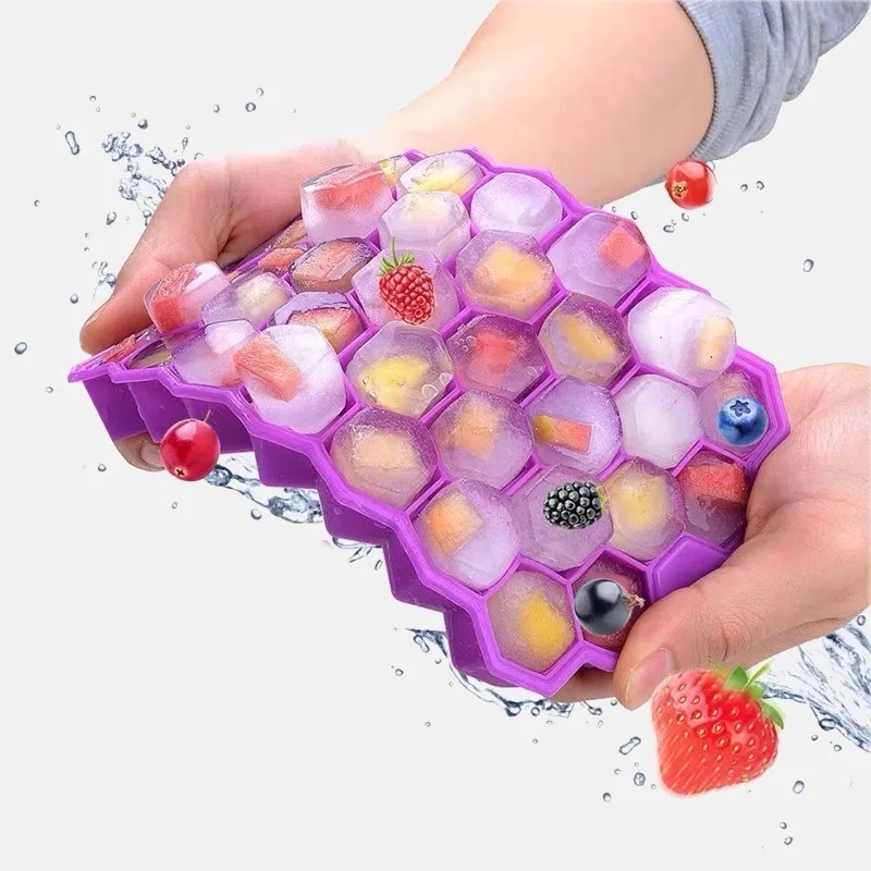 37 Grids Silicone Ice Grid Ball Ice Cube Mold with Cover Ice Storage Box Easy to Demould Bar Home Party Kitchen Tools