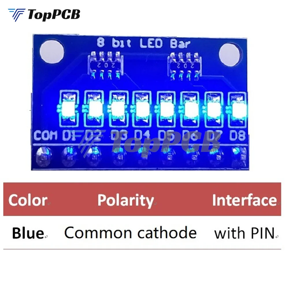 3.3V 5V 8 Bit LED Bar Blue Red Common Anode/Cathode LED Indicator Module Diy Kit for Arduino NANO UNO Raspberry Pi 4 Nodemcu