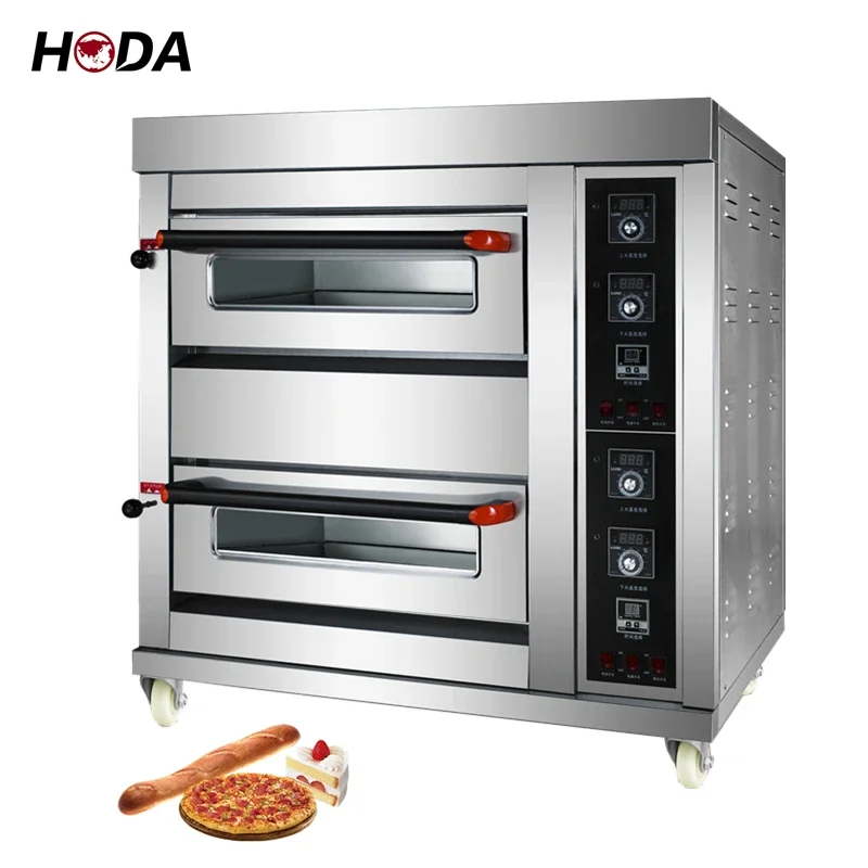 Double deck 2 tray 2 layers gas pizza oven for pizzas bread cake sale,home baking commercial pizza gas oven for bakery machine