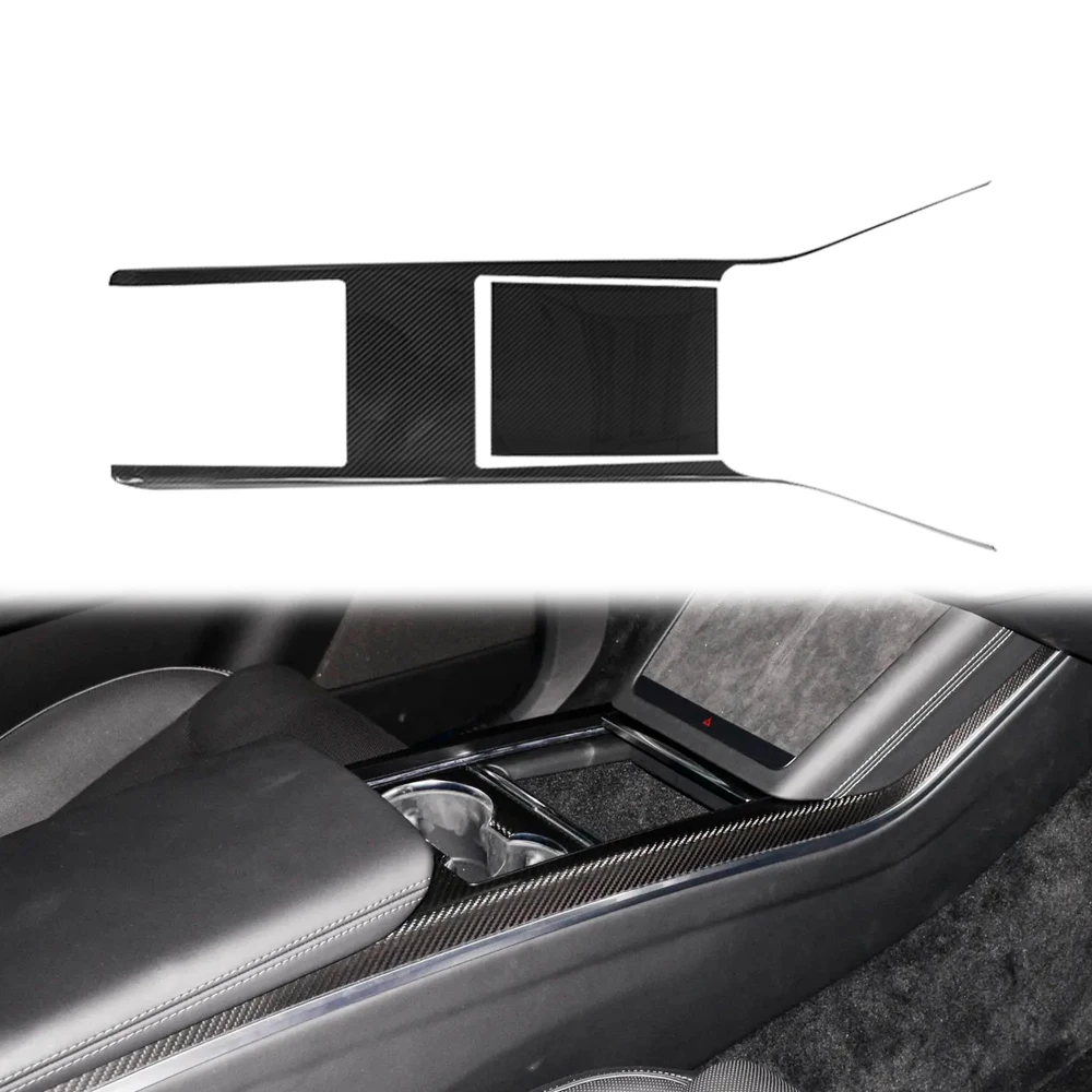 2pcs Real Carbon Fiber Interior Center Console Cover Storage Cover Panel For Tesla Model X 2023