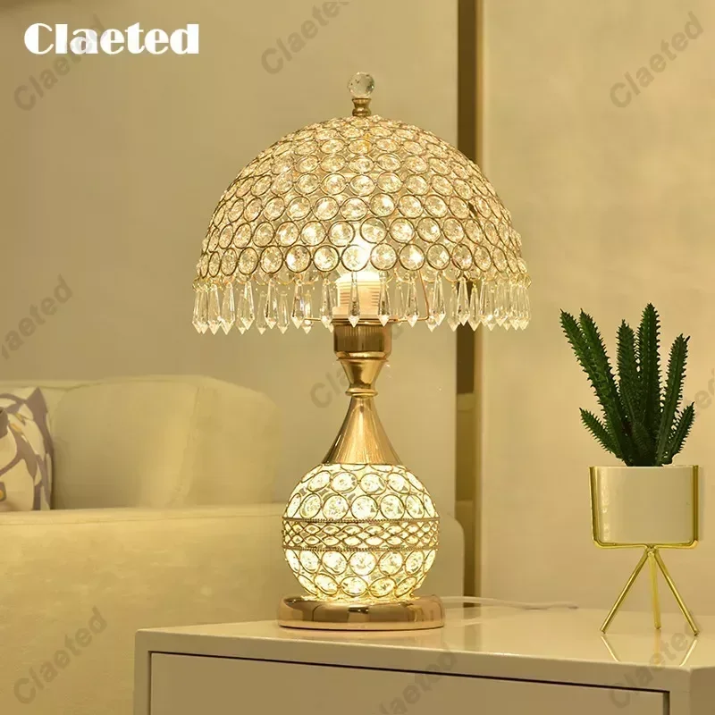 

European Luxury Crystal Table Lamp Warm Home Bedroom Living Room Decorative Night Light Romantic Bedside Atmosphere Lamp