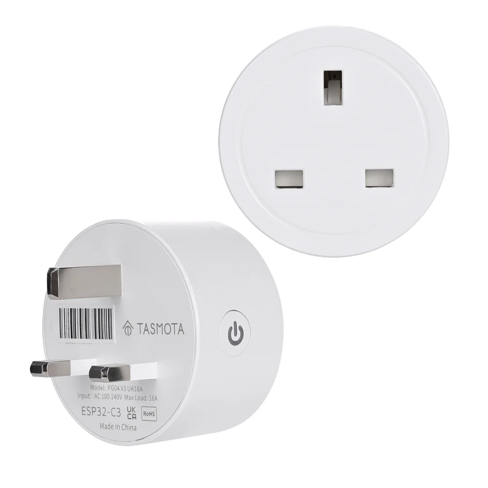 IoTorero Tasmota Matter MQTT ESP32C3 UK Plug Monitoramento de consumo 13A funciona com home assistant