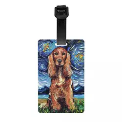 Red Cocker Spaniel Starry Night Luggage Tags for Suitcases Pet Dog Lover Privacy Cover ID Label