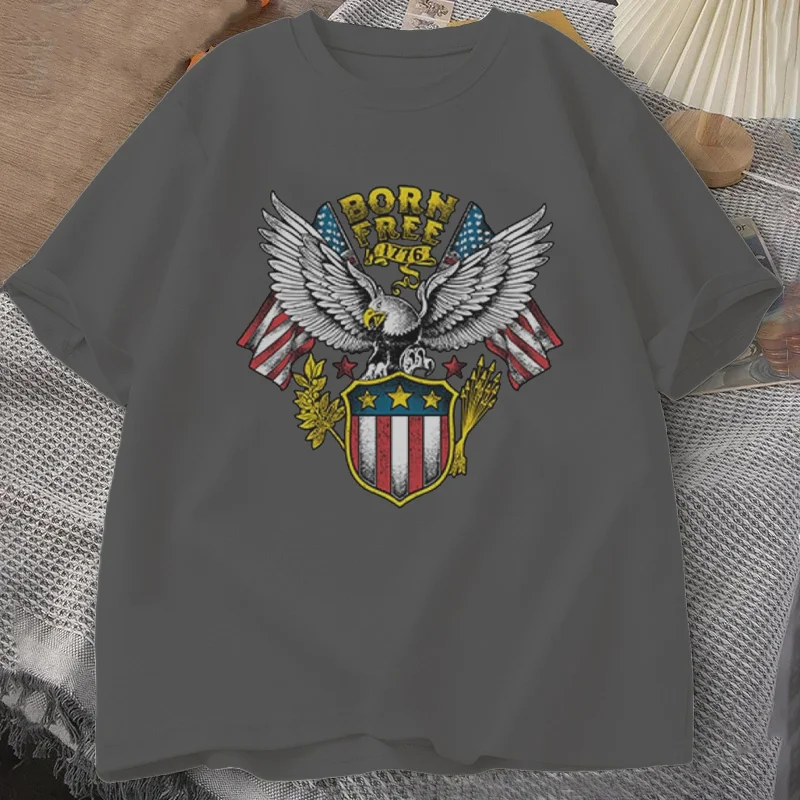 Born Free 1776 T-Shirt Summer Men's Tracksuit O-Neck Short Sleeve Pullover Top Breathable Sportswear Harajuku Fashion Streetwear