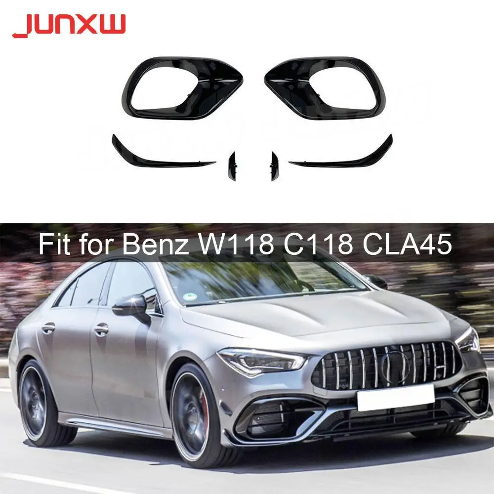 

ABS Gloss Black Front Bumper Lip Air Vent Trims Bumper Fins Splitters Flaps for Mercedes Benz W118 C118 CLA45 AMG 2020+