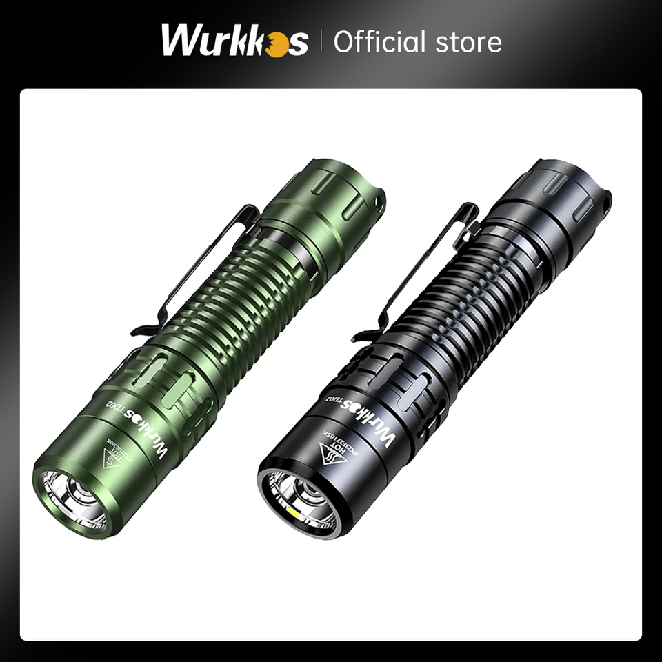 Wurkkos TD02 Tactical Flashlight 2000LM Pocket Torch 18650 Rechargeable EDC Type-C Charging Port Tail Switch IPX8 Waterproof