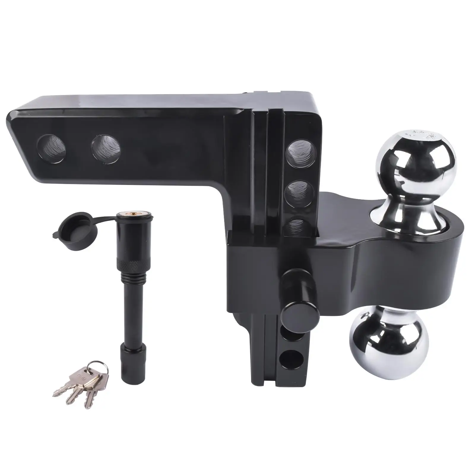 AP03 Black Adjustable Trailer Hitch Fits 2" Receiver, 6" Drop/Rise Aluminum Drop Hitch -12,500 LBS for Heavy Trucks