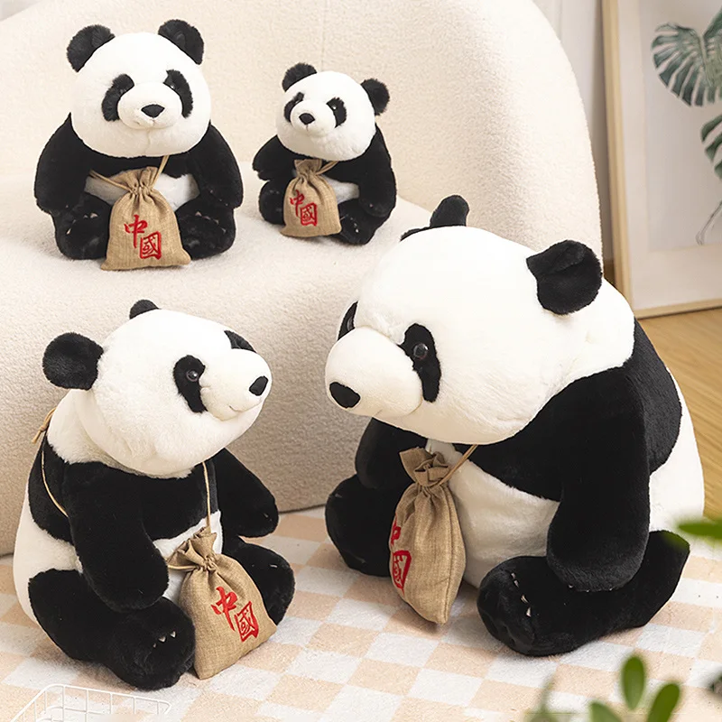 Panda gigante chinês brinquedo de pelúcia para crianças, desenhos animados bonitos recheados, brinquedo macio, vida real, boneca linda, presentes de aniversário, boneca simulada