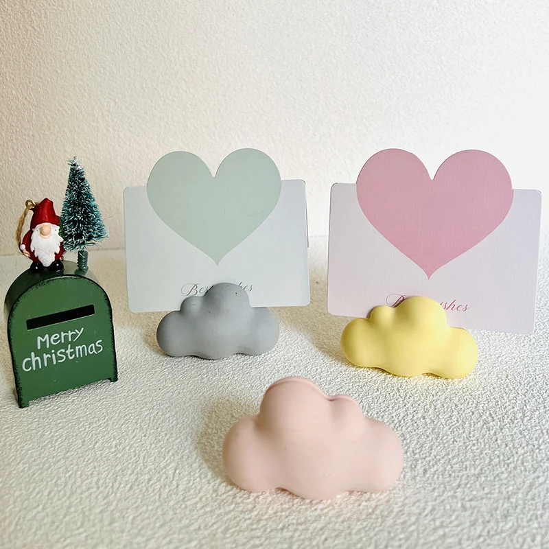 3D Wolken form Postkarte Clip Zement form Note Nachricht Clip Gips form Visitenkarte Clip Stand Beton formen