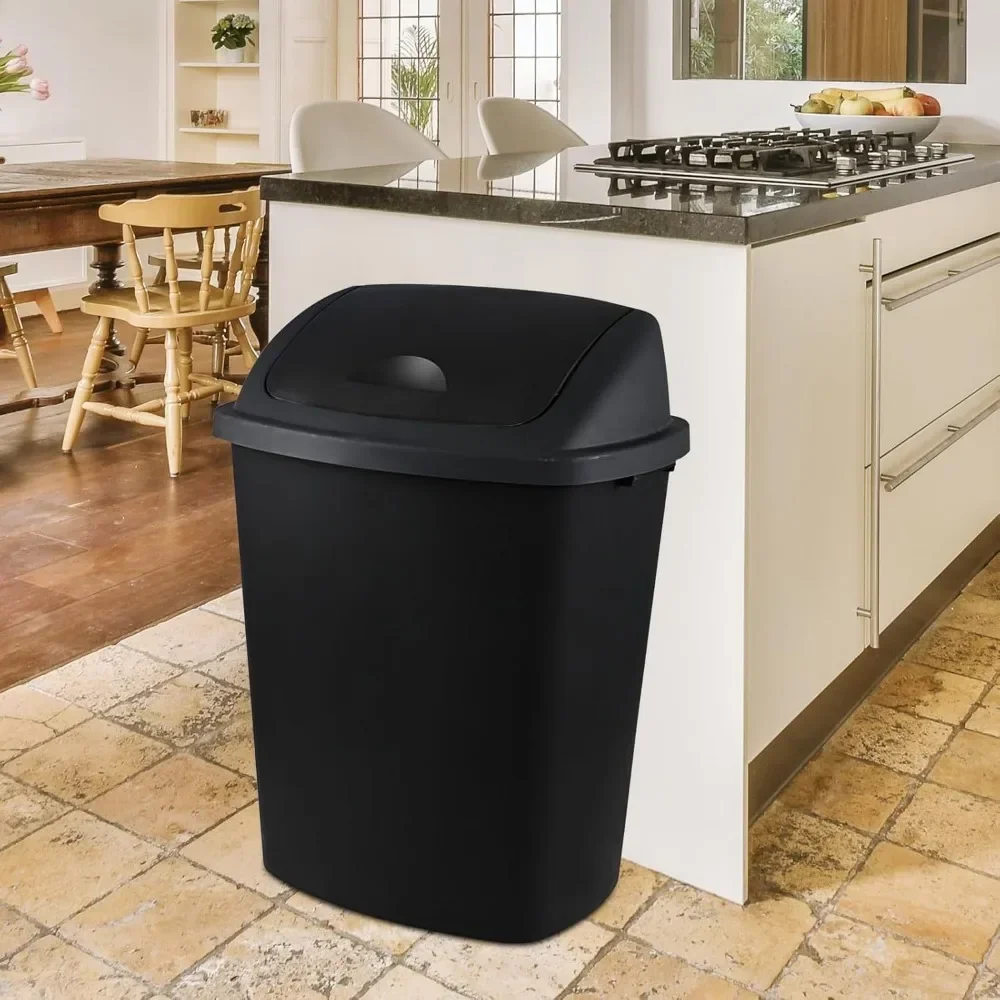 

Tall Kitchen Waste Bins (4-Pack) – Slim Profile Fits Tight Spaces, Durable Black Plastic