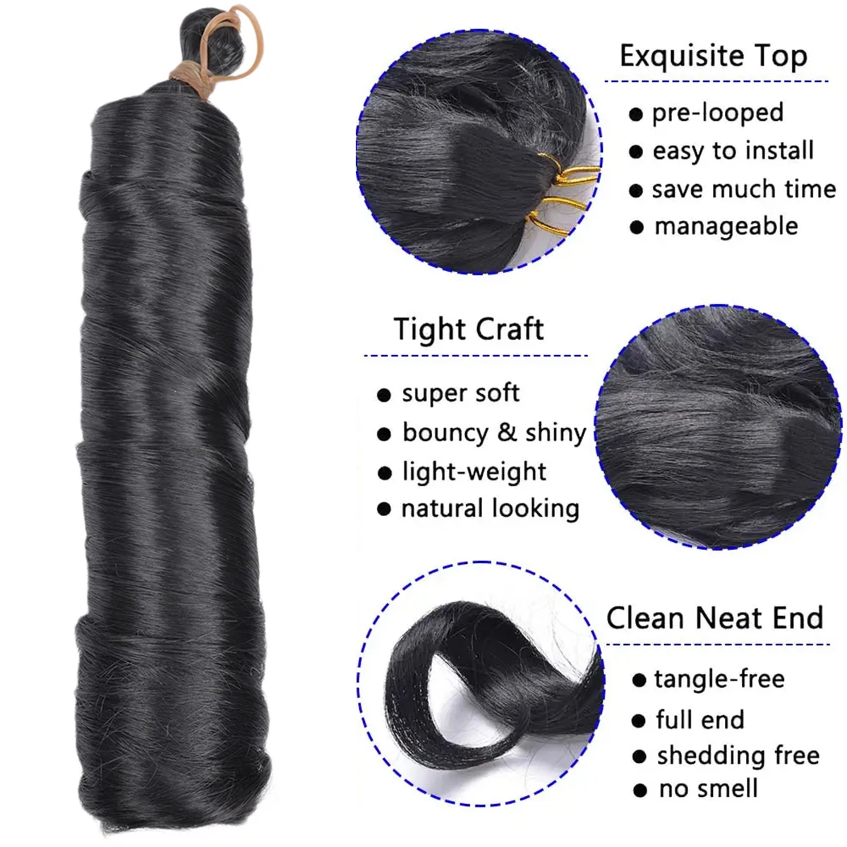 16-24 inches Synthetic French Curly Crochet Braiding Hair Loose Wave Ombre Hair for Women Spiral Pre Stretched Hair Extensions