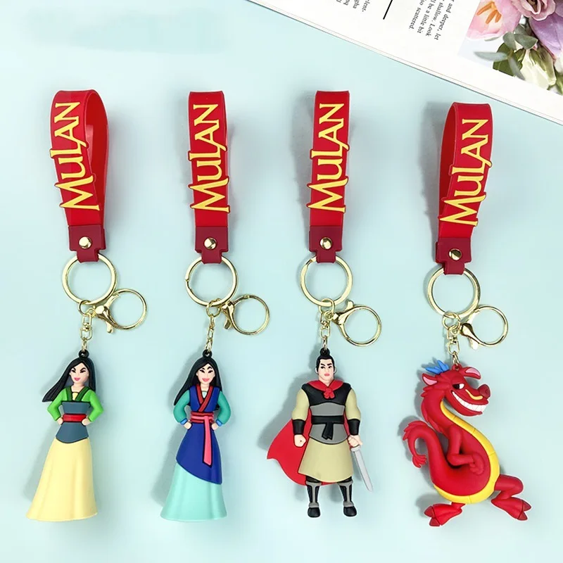 Disney Cartoon Movie Princess Mulan Dragon Silicone Pendant Keychain for Women Fans Backpack Bag Accessories Daily Party Gifts