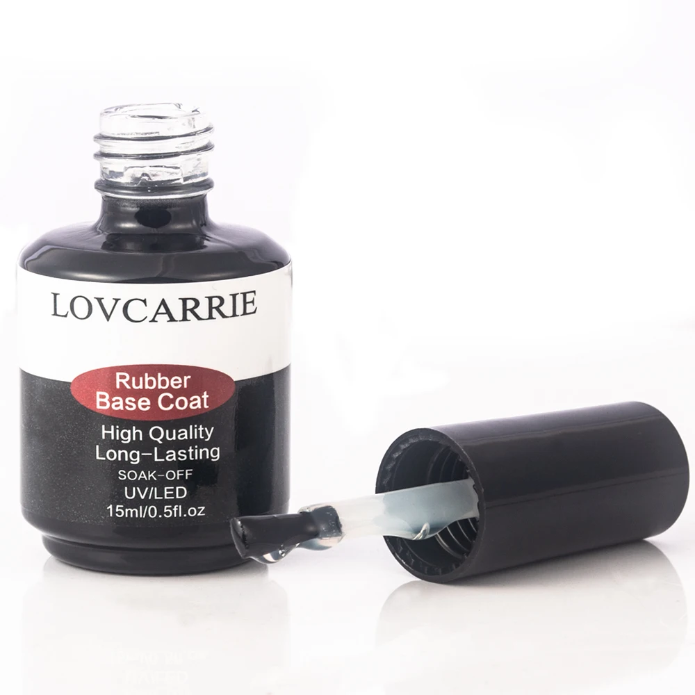 Lovcarrie Rubber Base Coat Uv Gel Nagellak 15Ml Langdurige Sterke Dikke Base Gel Lak Heldere Primer Voor Manicure Studio