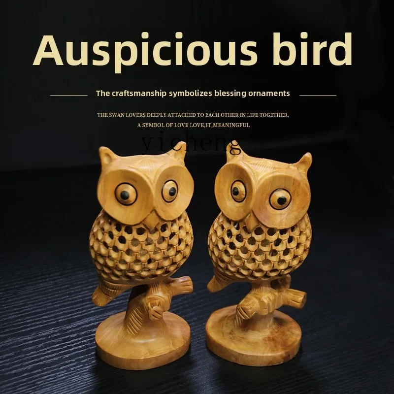 

ZK wood carving owl hollow handicraft ornament gift kawaii accessories