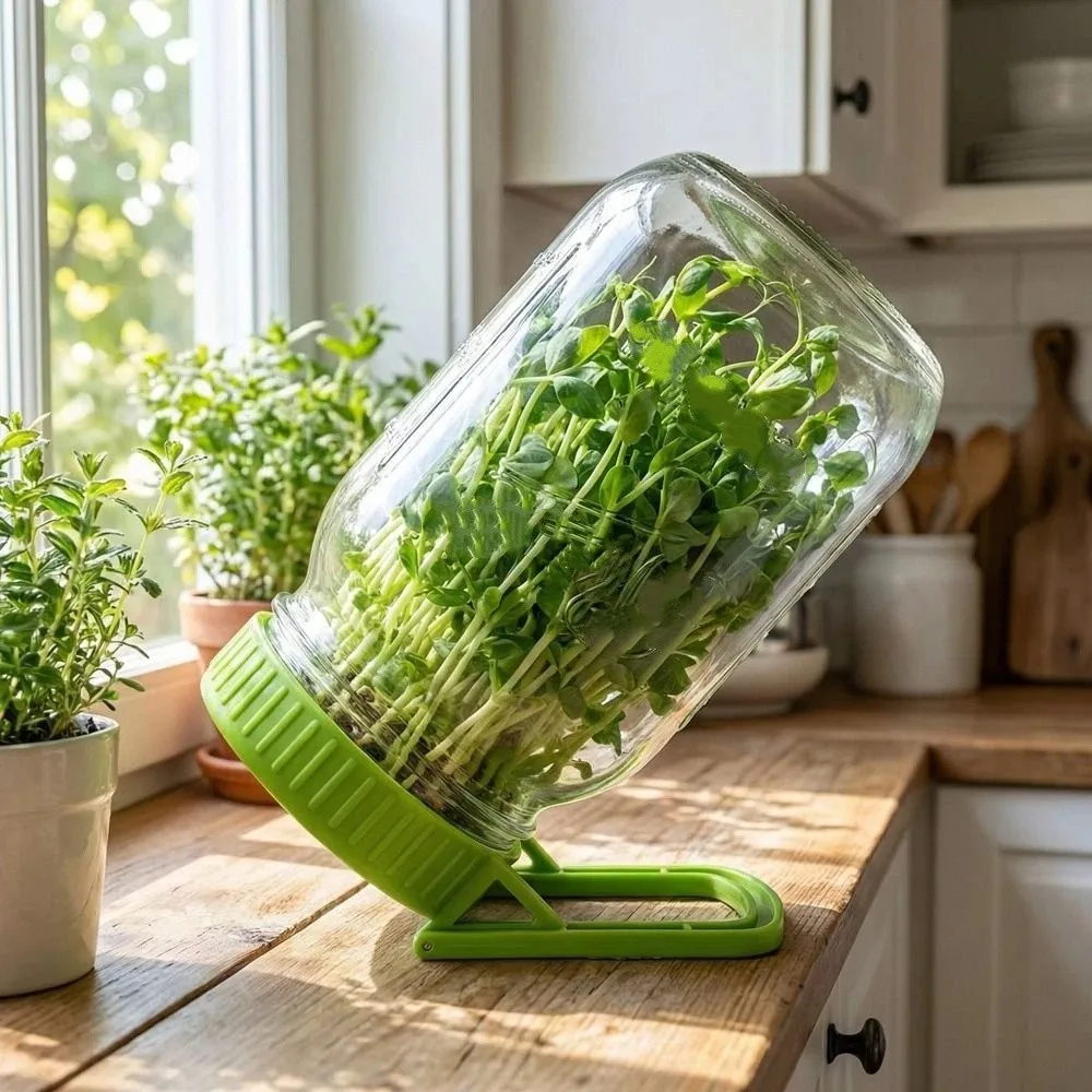 Plastic Mason Sprouting Lid Efficient Sprouting Tray Bean Sprouting Kit Draining Mesh With Bracket Jar Sprouting System