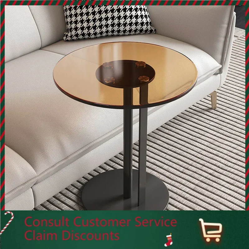 

Design Metal Side Table Living Room Stainless Steel Luxury Modern Coffee Tables Round Glass Stoliki Do Kawy Bedroom Furniture