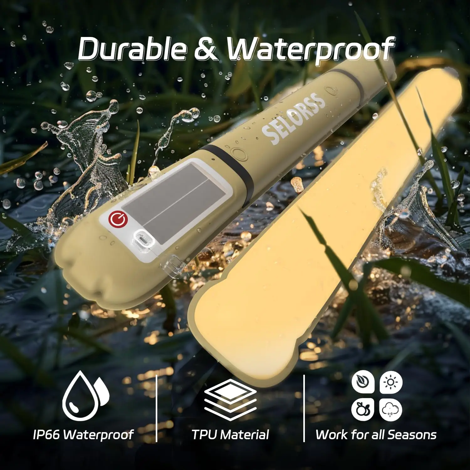 Selorss Solar Camping Lantaarn 2000Mah Opvouwbare Draagbare Camping Licht Waterdicht 3 Warm Licht Voor Wandelen Camping Vis Usb-Type C