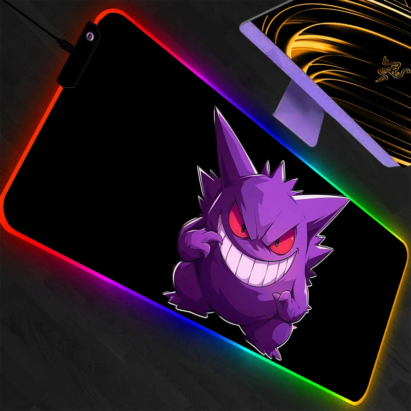 

RGB Large Mouse Pad Pokemon Pikachu Pc Speed For e-sports Players Backlight Laptop Computer Keyboard LED Xxl Mousepad